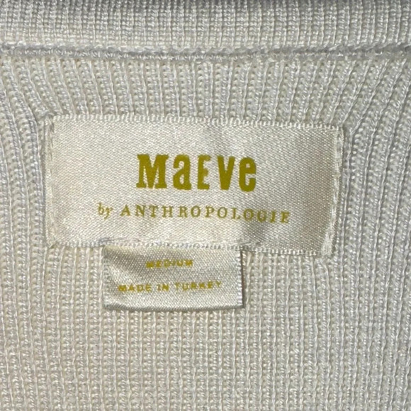 ANTHROPOLOGIE | MAEVE Square Neck Bell Sleeve Sweater in Ivory | Knit Top | M - Picture 6 of 10